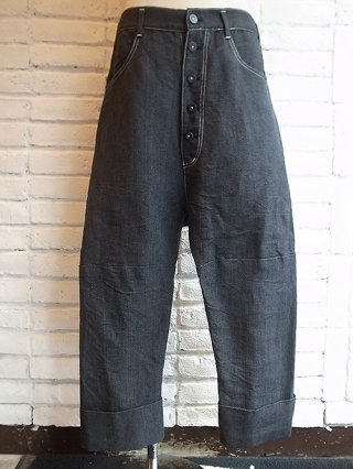 nude:marsahiko maruyamaLinen/Japanese Paper Cloth DROP CROTCH 2 TUCKS PANTS (BLACK)