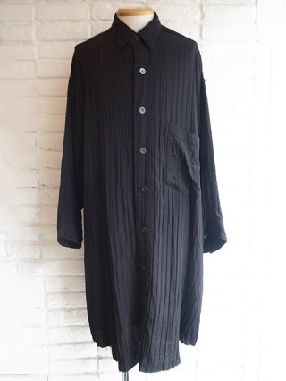 【nude: masahiko maruyama】Cotton/Rayon/Linen Stripe Double Cloth OVERSIZED BIG SHIRT (BLACK)