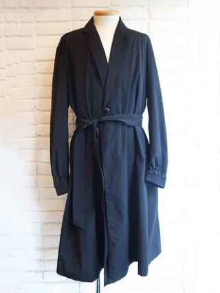 kiryuyrik/奦奦VintageTaffeta Stand Collar Drape Coat (Black)