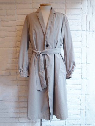 kiryuyrik/奦奦VintageTaffeta Stand Collar Drape Coat (Gray Beige)