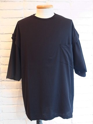 【STRUM/ストラム】80/2 強撚天竺 オーバーサイズ クルーネック レイヤードTシャツ (BLACK)