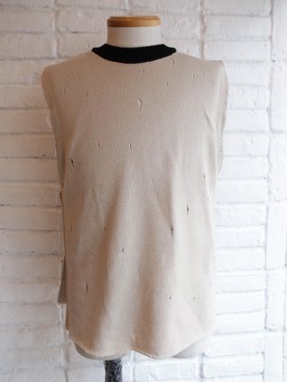 【DIET BUTCHER/ダイエットブッチャー】Damaged knit vest (BEIGE × BLACK)