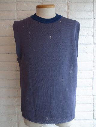 DIET BUTCHER/åȥ֥å㡼Damaged knit vest (GRAYASH BLUEBLUE)