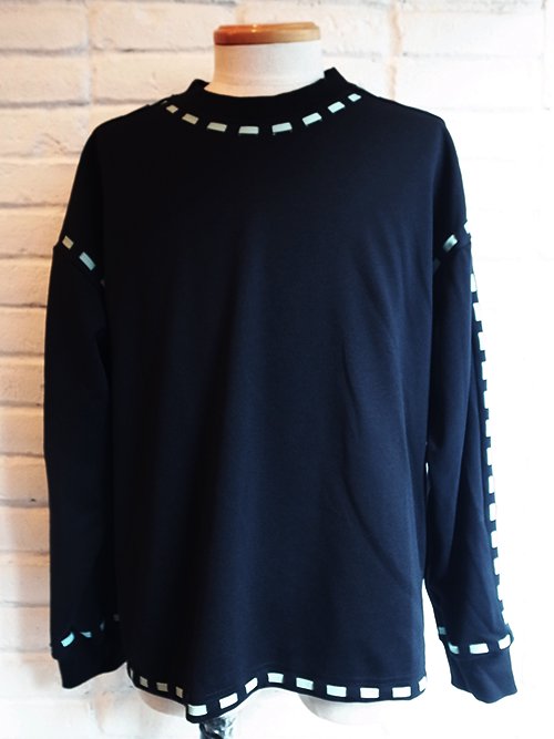 amok/アモク】CORD STITCH LONG T-SHIRT (BLACK×LIGHT BLUE) - Karaln