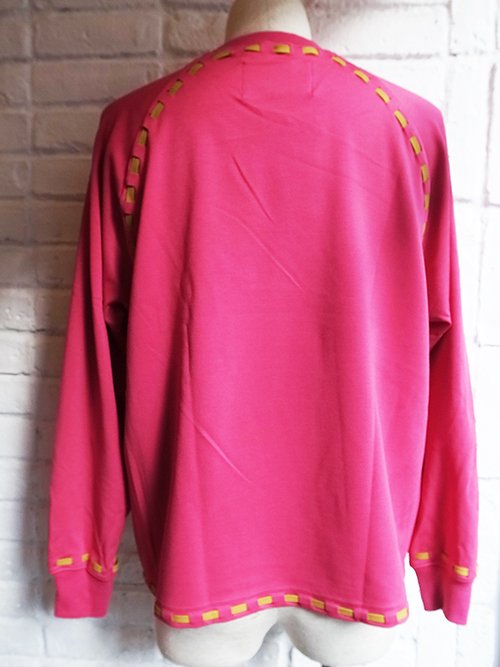 amok/アモク】CORD STITCH LONG T-SHIRT (PINK×YELLOW OCHER) - Karaln