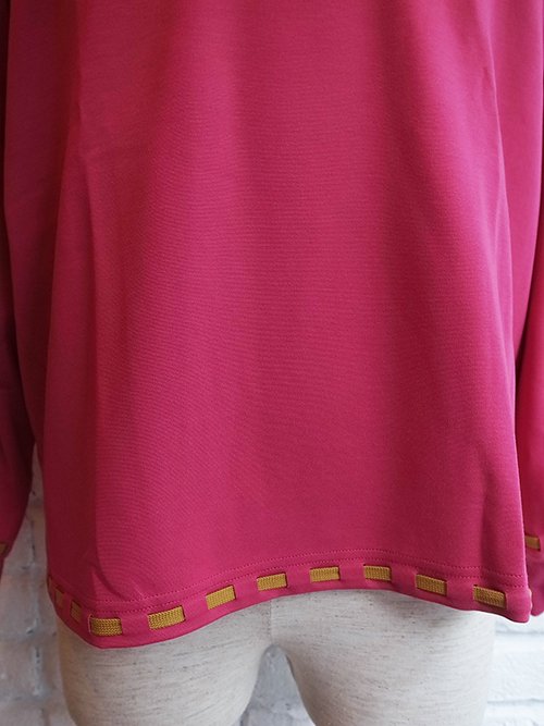 amok/アモク】CORD STITCH LONG T-SHIRT (PINK×YELLOW OCHER) - Karaln