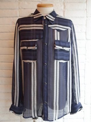 【DIET BUTCHER/ダイエットブッチャー】Mixed leno weave shirt  (BLACK MIX)
