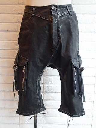 <img class='new_mark_img1' src='https://img.shop-pro.jp/img/new/icons8.gif' style='border:none;display:inline;margin:0px;padding:0px;width:auto;' />incarnation/󥫥͡BUFFALO LEATHER PANTS ARMY  LINED MP-1C SHORTS (91N/BLACK)