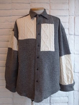 <img class='new_mark_img1' src='https://img.shop-pro.jp/img/new/icons8.gif' style='border:none;display:inline;margin:0px;padding:0px;width:auto;' />yoshiokubo/襷ܡGEOMETRIC KNIT SHIRT (GRAY)