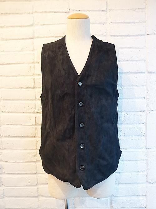 incarnation】HORSE SUEDE LEATHER VEST 5B LINED (BLACK) - Karaln