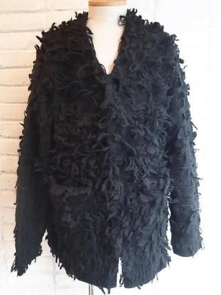 nude:masahiko maruyama3GG LONG PILE KNIT CARDIGAN (BLACK)