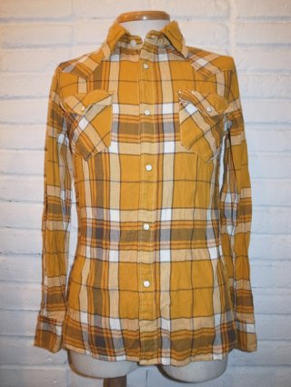 <font color=red>70%OFF</font>AKMFIVEBROTHERL/S wrinkle Western' SHIRT (33 mustard/white)