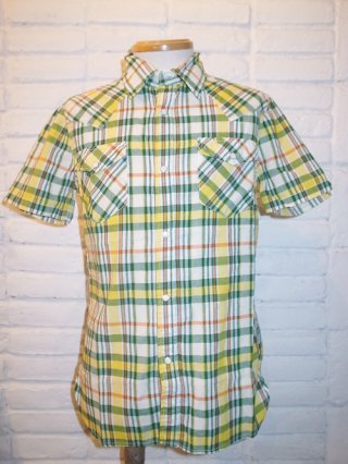 AKMFIVEBROTHER 'S/S Western madrass SHIRT (yellow/green/white)