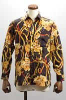 チェーン柄シャツ #6362-01 ベースカラー ブラック 【通販 ステージ