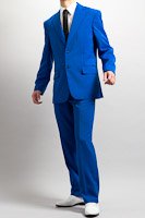青いスーツ　シングル2つボタン