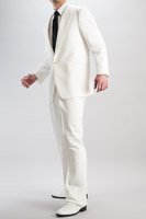 シングル 1つボタンスーツ 【ベネシャン織】 1タックパンツモデル ホワイト 