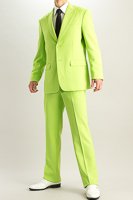 シングル 2つボタンスーツ サイドベンツ 黄緑色 