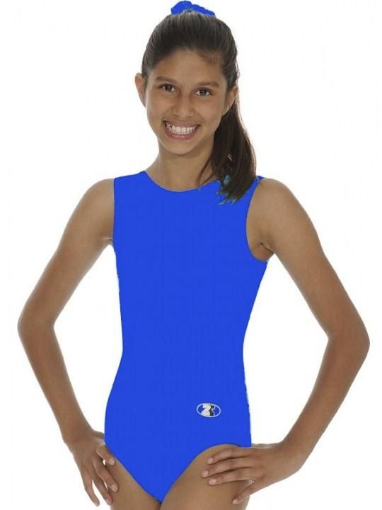 新体操 レオタード 競技用 練習着 130 140 青 ブルー 金 ゴールド