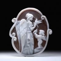 陶板画 カメオ 天使と美女 細密細工 天使、妖精モチーフのカメオ - イタリアカメオとサンゴの専門店