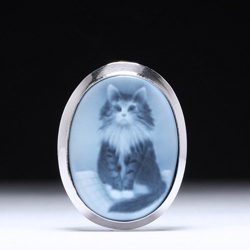猫 ネコ カメオ ネックレストップ チョーカー