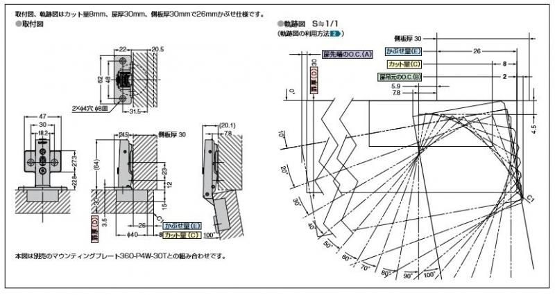 楽天市場】スガツネ工業 オリンピアスライド丁番 H360-C26-26T