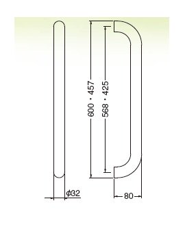 №288 アイウッド丸棒取手 両面用 32Φ- 金物のCHOBEY