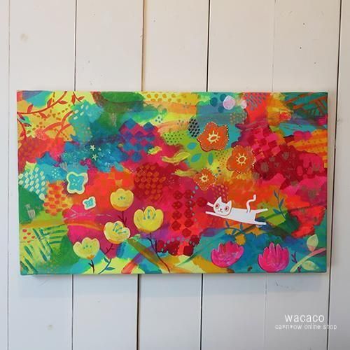 絵画。原画【ソファーに座って紫色の花を見ている猫ちゃんたち】 絵画。原画【ソファーに座って紫色の花を見ている猫ちゃんたち