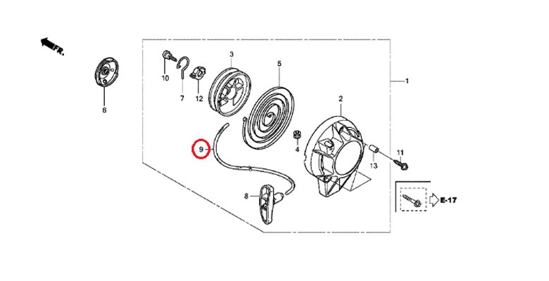 UMK425用 リコイルスタータロープ - ホンダパワープロダクツ製品・パーツ販売のホンダガーデン・オンラインショップ