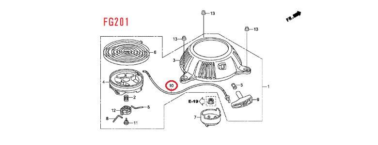 ピアンタFV200／プチなFG201用 リコイルスターターロープ（タイプ別選択購入） -  ホンダパワープロダクツ製品・パーツ販売のホンダガーデン・オンラインショップ