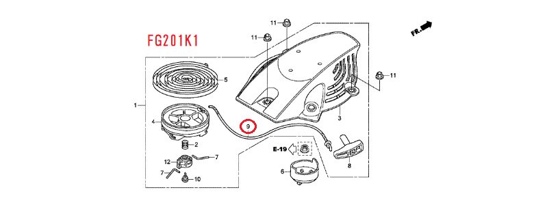 ピアンタFV200／プチなFG201用 リコイルスターターロープ（タイプ別選択購入） - ホンダパワープロダクツ製品・パーツ販売のホンダ ガーデン・オンラインショップ