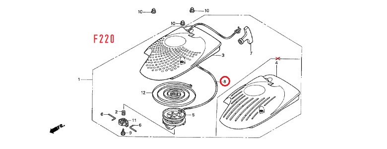 こまめF210／F220／FH220用 リコイルスターターロープ（タイプ別選択購入） - ホンダパワープロダクツ製品・パーツ販売のホンダ ガーデン・オンラインショップ