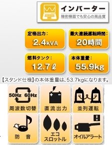 ホンダ インバーター発電機 EU24i（車輪無し） - ホンダパワー