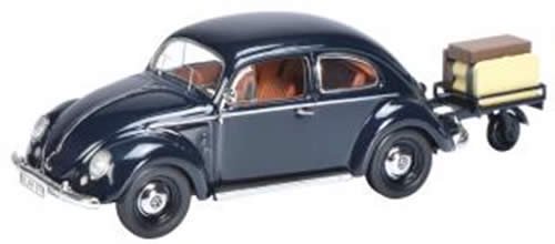 Schuco/シュコー】1/43 VW ビートル オーバル ブルー 運搬車付 