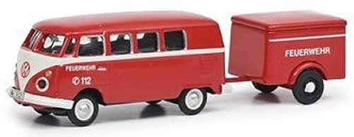 予約【Schuco/シュコー】1/87 VW T1 バス 消防車両 トレーラー付