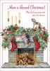 クリスマスカード　(封筒付き) 飾られたクリスマスの暖炉J-FRP23XC5
