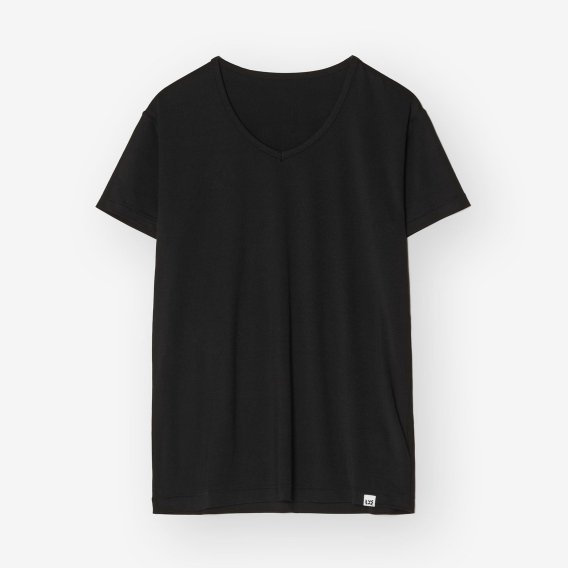  ルクシー：SILK INNER V-NECK Tシャツ (ブラック)