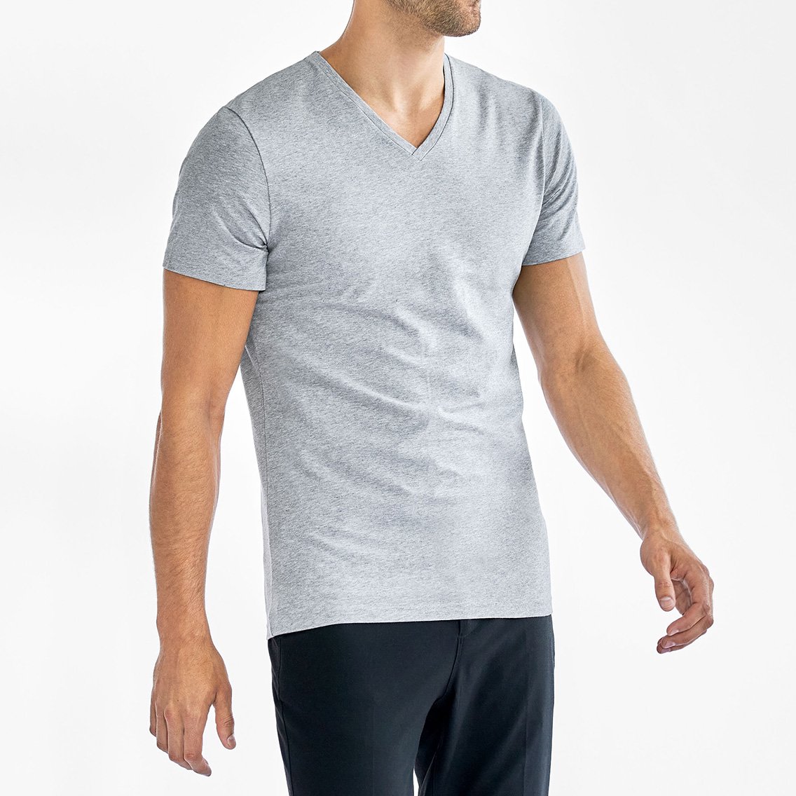 ブレッド＆ボクサーズ：ORGANIC COTTON V-NECK Tシャツ (グレー)
