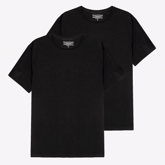  ブレッド＆ボクサーズ：ORGANIC COTTON CREW-NECK Tシャツ 2PK (ブラック)