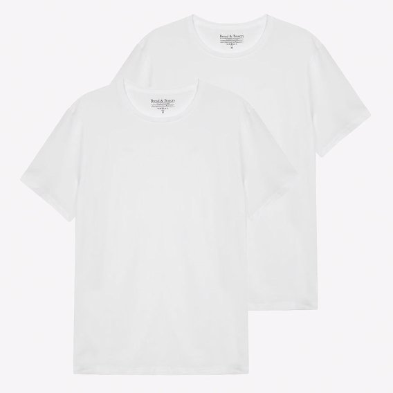  ブレッド＆ボクサーズ：ORGANIC COTTON CREW-NECK Tシャツ 2PK (ホワイト)
