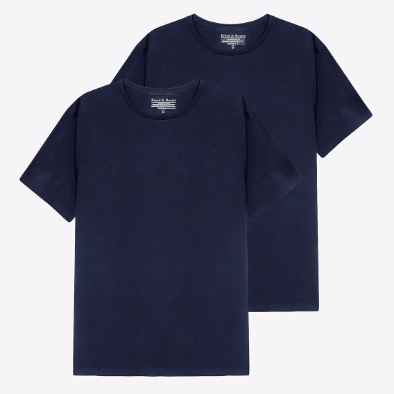  ブレッド＆ボクサーズ：ORGANIC COTTON CREW-NECK Tシャツ 2PK (ダークネイビー)