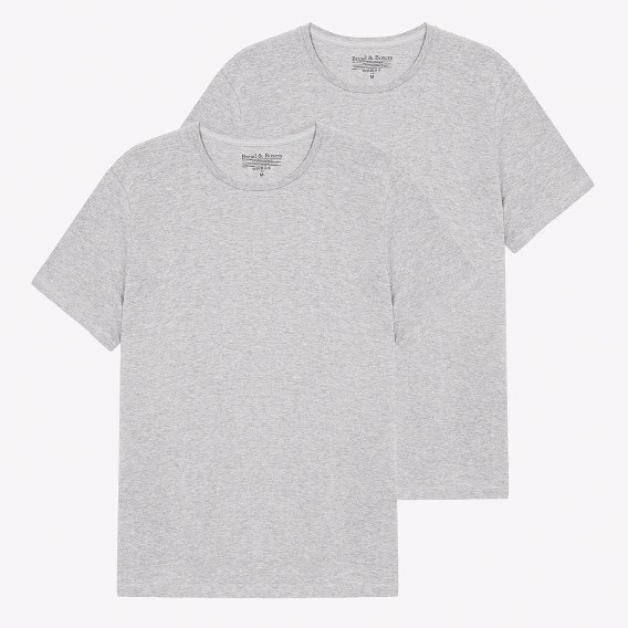  ブレッド＆ボクサーズ：ORGANIC COTTON CREW-NECK Tシャツ 2PK (グレー)