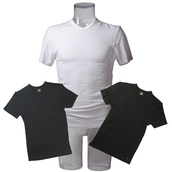 ポロラルフローレン：MODAL VネックTシャツ (ホワイト、ネイビー、ブラック）