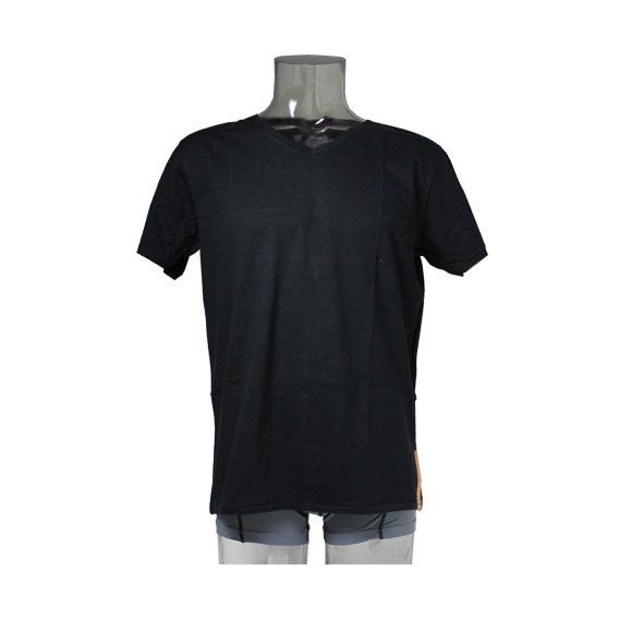 ヌーディージーンズ：ORGANIC COTTON VネックTシャツ (ブラック） class=
