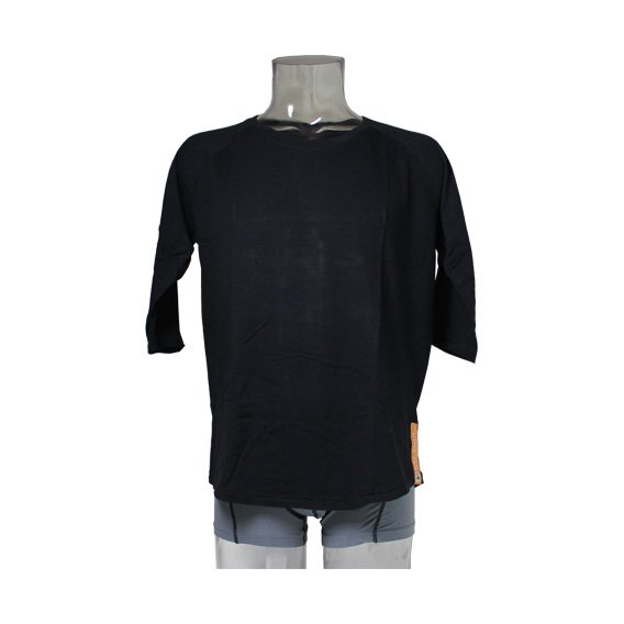 ヌーディージーンズ：ORGANIC COTTON QUARTER SLEEVE Tシャツ (ブラック） class=