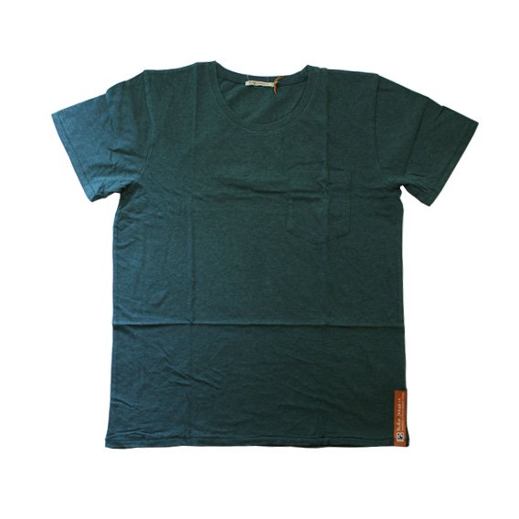 ヌーディージーンズ：ORGANIC COTTON ROUNDNECK POCLET Tシャツ (グリーン）
