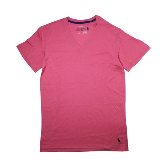 ポロラルフローレン：POLO RALPH LAUREN HANGING VネックTシャツ (ピンク）