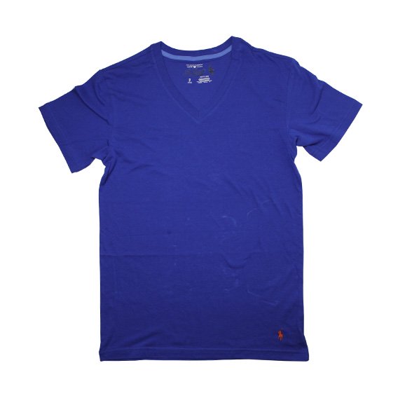 ポロラルフローレン：POLO RALPH LAUREN HANGING VネックTシャツ (ブルー）