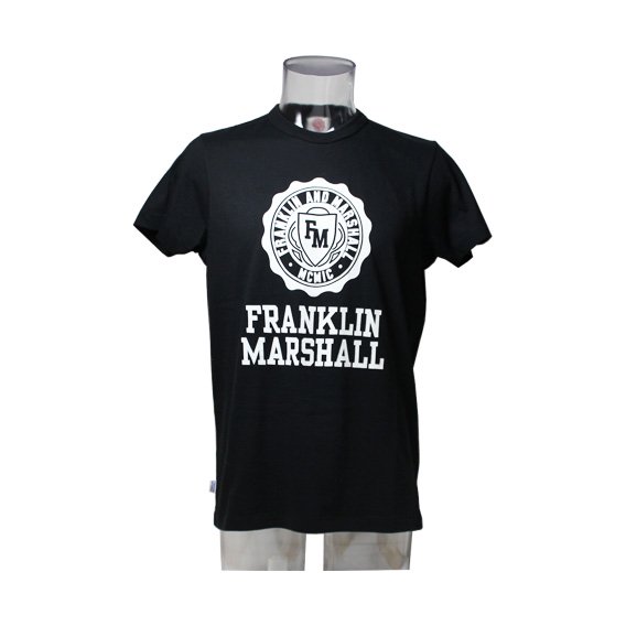 フランクリン＆マーシャル： Tシャツ JERSEY ROUND NECK SHORT (ブラック）