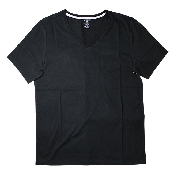 ブレッド＆ボクサーズ：SUEDED JERSEY VネックTシャツ (ブラック)