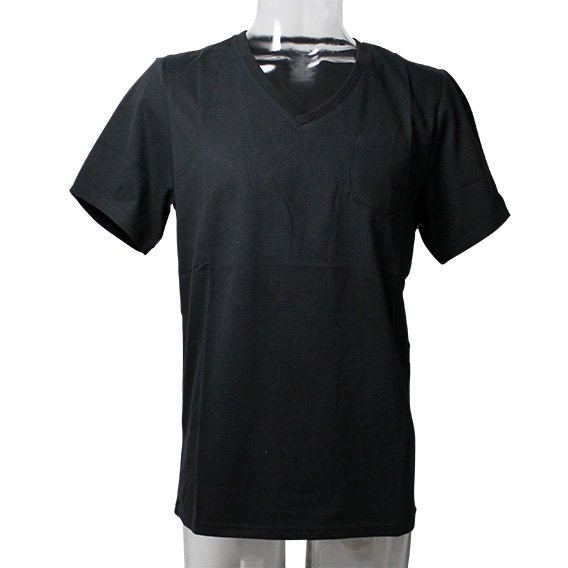 ブレッド＆ボクサーズ：SUEDED JERSEY VネックTシャツ (ブラック) class=